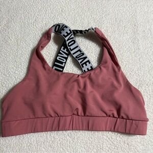 Pink Sports Bra with Love Strap